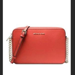 Michael Kors Red Jet Set Leather Crossbody Bag